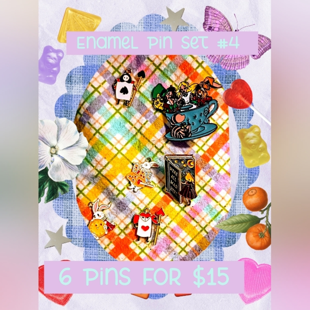 Alice In Wonderland Enamel Pin Set